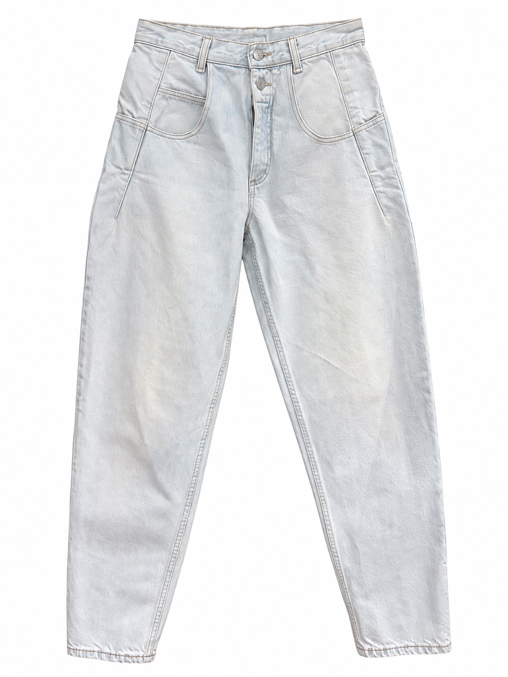 Vintage Guess Jeans White Wash High Rise Tapered Denim 80s 90s Light Wash